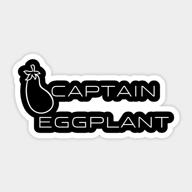 Captain Eggplant Typography White Design Sticker by Stylomart